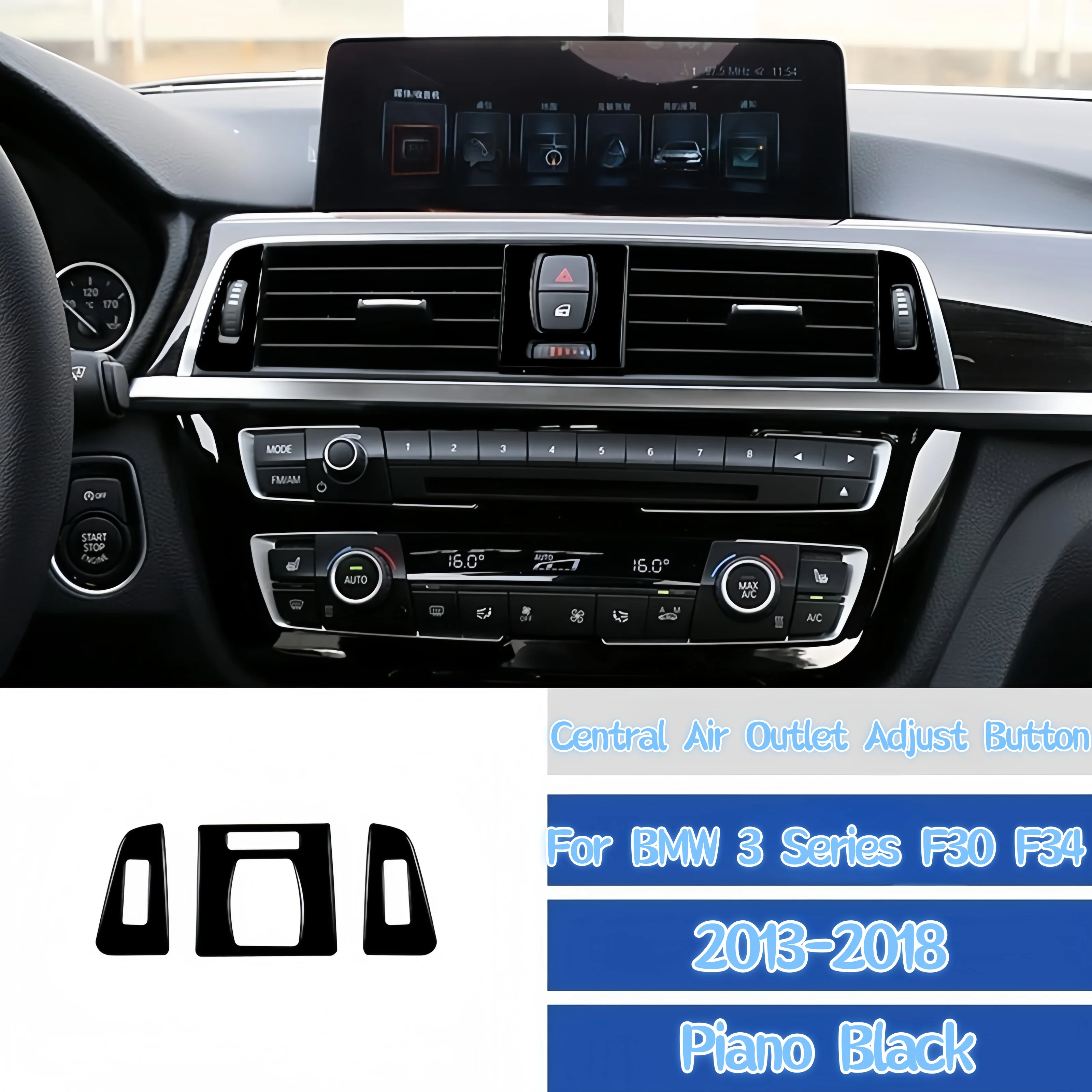 

For BMW 3 Series F30 F34 2013-2018 Accessories Piano Black Auto Central Air Outlet Adjustment Button Trim Cover Decor Stickers