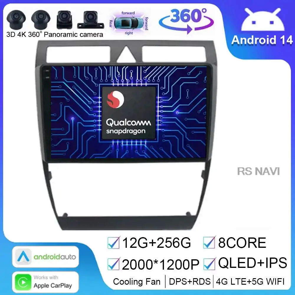 

Android 14 For Audi A6 C5 1997-2006 S6 RS6 Car Radio Video Player Multimedia Navigation GPS No 2din Head Unit Stereo Auto DSP BT
