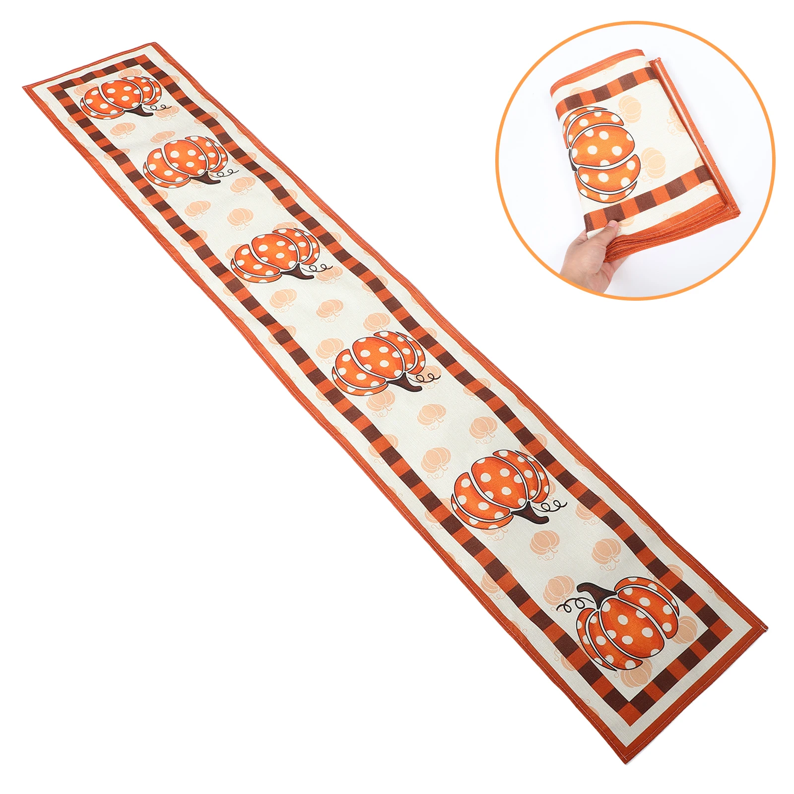 

Pumpkin Printed Table Flag Eucalyptus Fall Runner Dining Room Decoration Leaf Printing Artificial Autumn Decorations Polyester