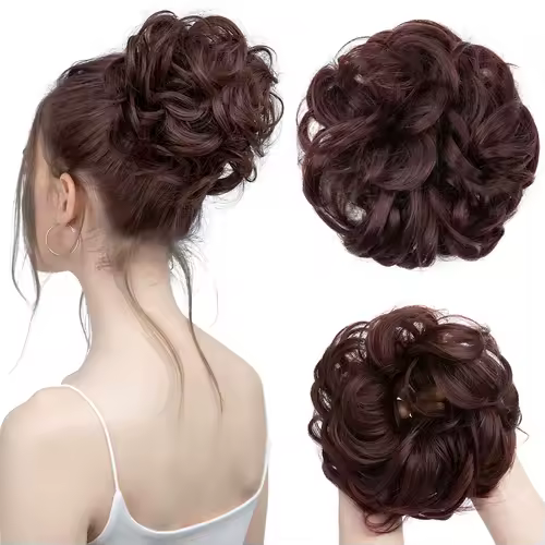 Synthetic Messy Hair Bun Extensions Big Curly Elastic Hair Scrunchies Hairpieces Chignon Donut Updo Hair Pieces for Women - Image 30