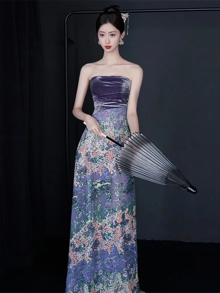 

Элегантное вечернее платье в китайском стиле, новинка 2026 года, для невесты и подружек невесты, формальное коктейльное платье, сексуальное вечернее платье без бретелек