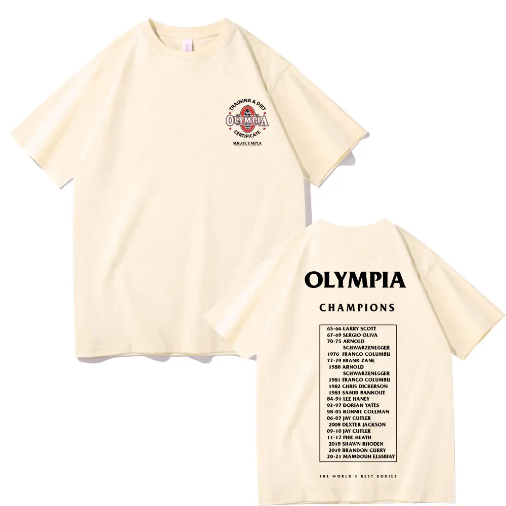 Training Diet Certifiate Olympla Champions T-shirt Men Women Gym Fitness Pump Cover Tshirt Men's Cozy Cotton Oversized T Shirts