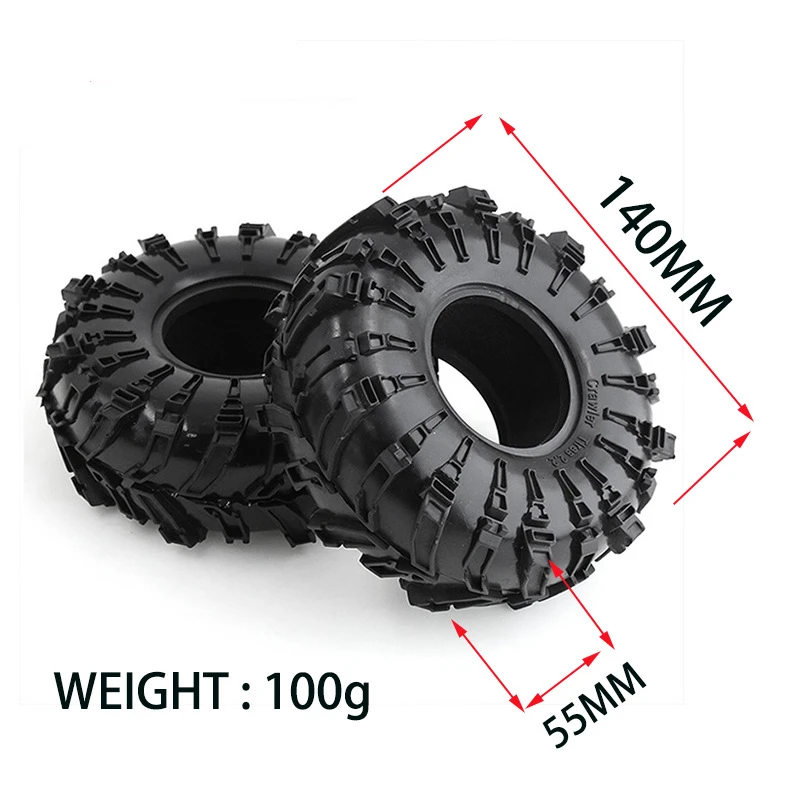 4pcs 140mm*54mm Rubber Tyre 2.2 Wheel Tires For 1/10 Rc Crawler Wraith Trax Rr10 Scx10 Wrangler Yeti Hellhound tires R55