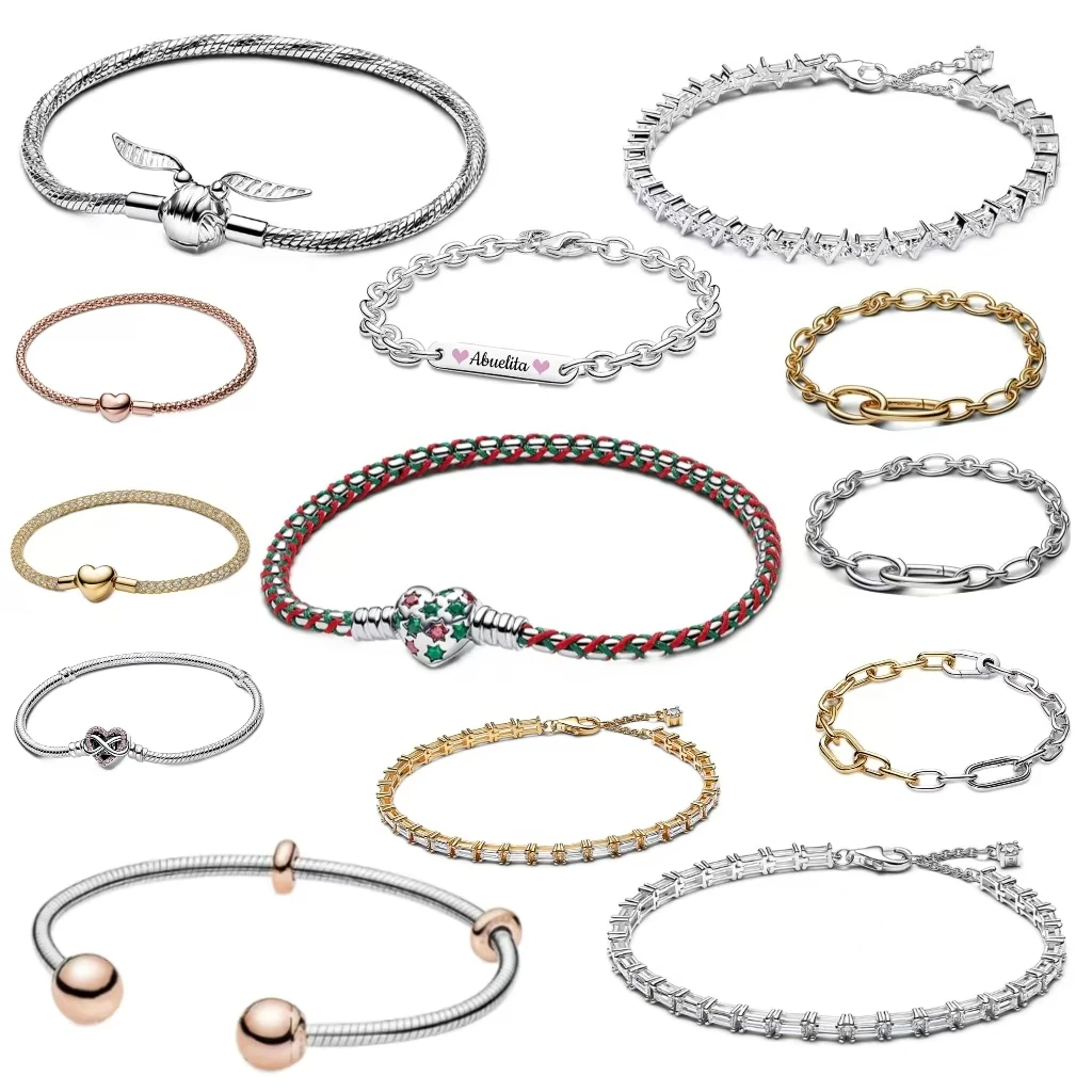 Latest Mixed 925 Silver Basic Bracelet Open Bracelet Snake Bone Paper Clip Chain DIY Bead Basic Bracelet Jewelry Gift