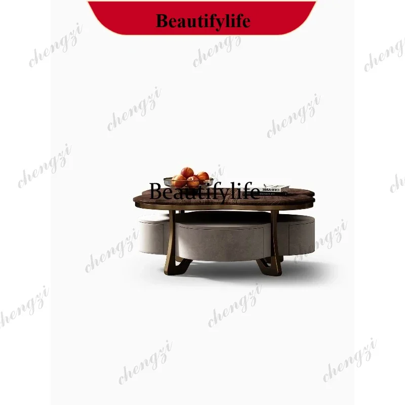 Italian minimalist luxury stone coffee table series light luxury cloud coffee table p182