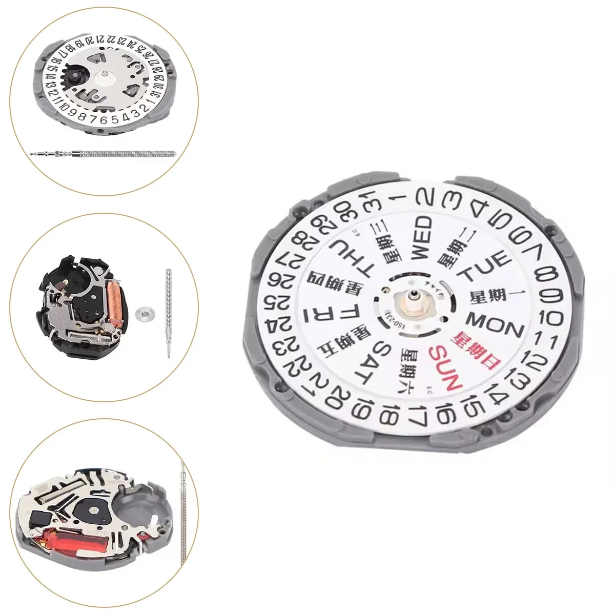 VJ33 VX12 VJ42 VC11 VJ53 VJ21 VJ12 VJ20 VJ24 Watch Movement Replacement Day Date Calendar Movement Watch Repair Parts Accessory view 2