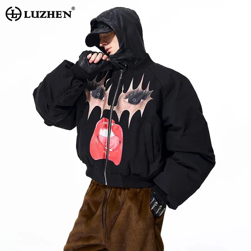 

LUZHEN утолщенная бейсбольная стеганая куртка с индивидуальным рисунком и принтом, мужская зимняя модная уличная теплая повседневная одежда 2025 года, JY4899