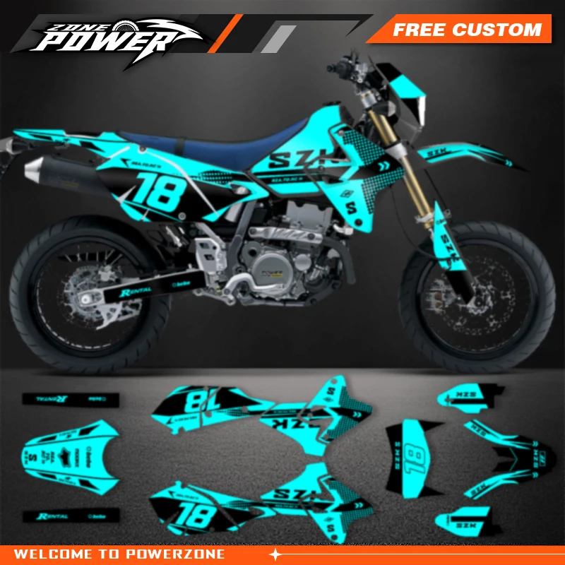 

Powerzone Full Graphics Decals Stickers Motorcycle Background For SUZUKI DRZ400 SM S E DRZ 400 SM S E 1999-2022 Custom Number 03