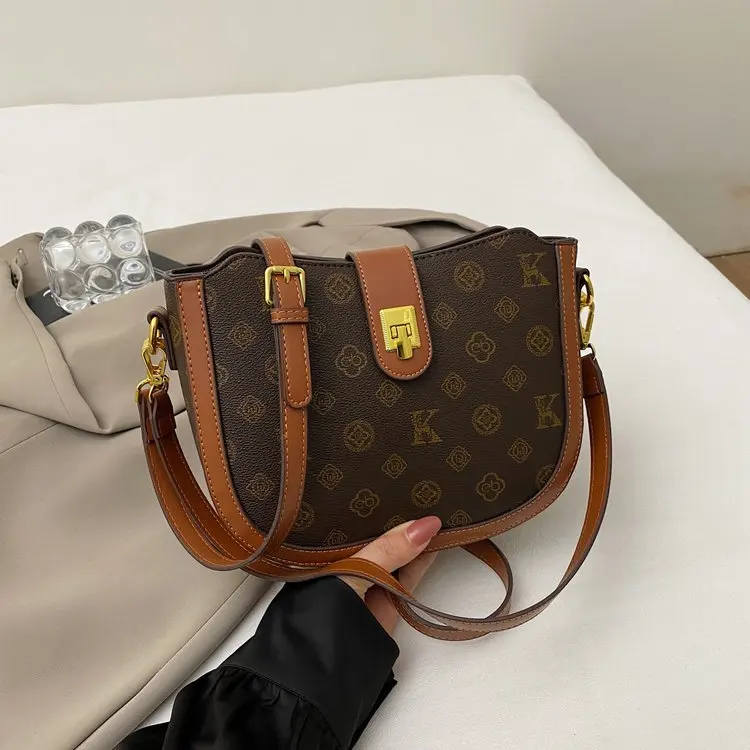 

2026 New Luxury Women's Saddle Bag, Vintage Monogram Adjustable Strap Top Handle Shoulder Bag, Elegant Purse for Daily Use