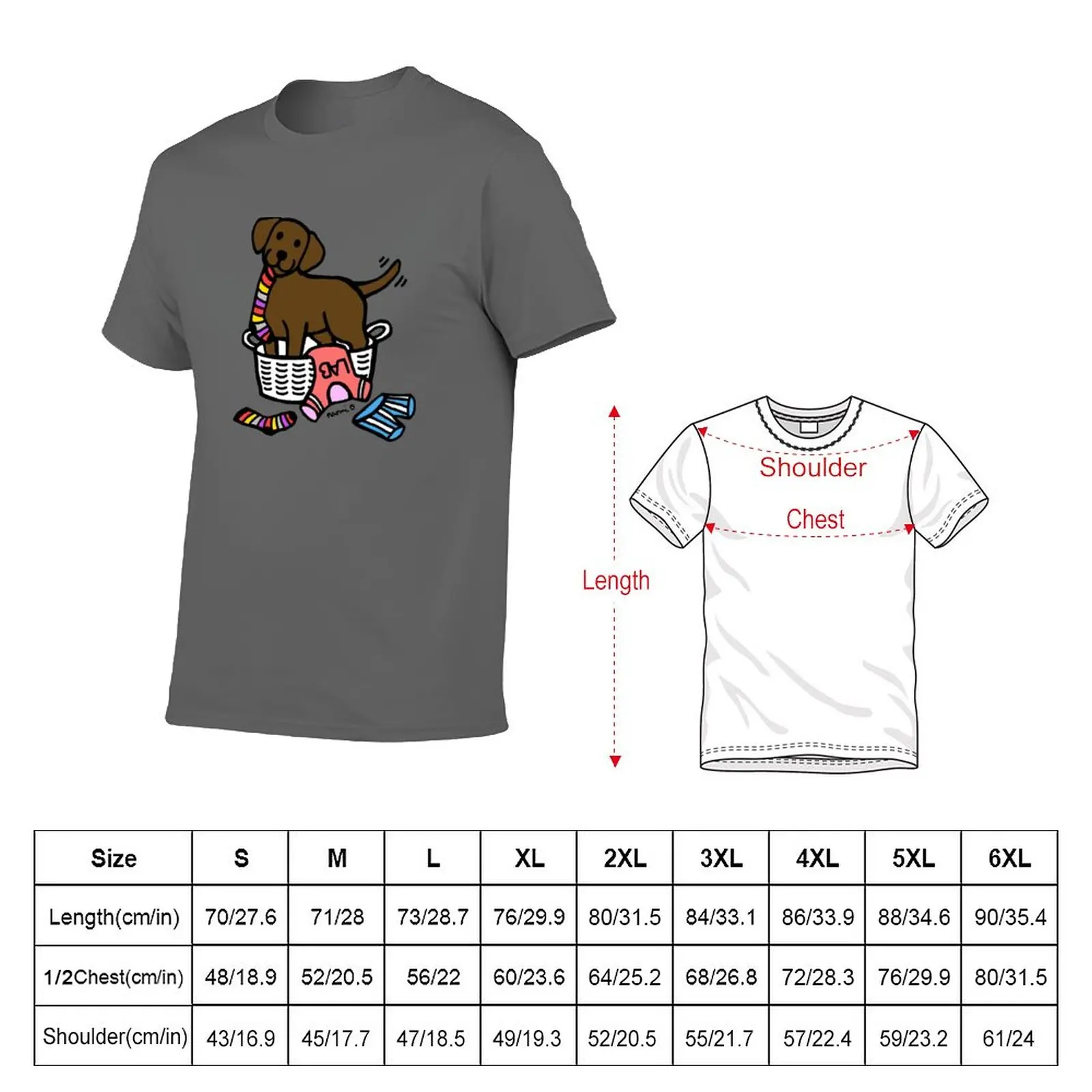 New Chocolate Labrador Laundry Basket T-Shirt Short sleeve tee T-shirt for a boy Short sleeve tee men