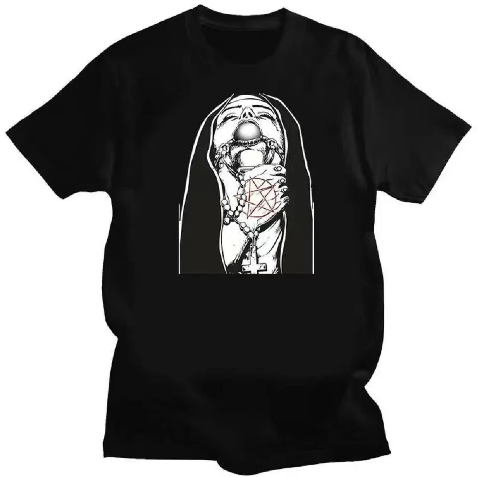 Satanic Nun Tattoos Unholy Tshirt Sexy Men T  Summer Comfort Funny Tee Shirt Print Creativity Novelty Male Short Sleeve