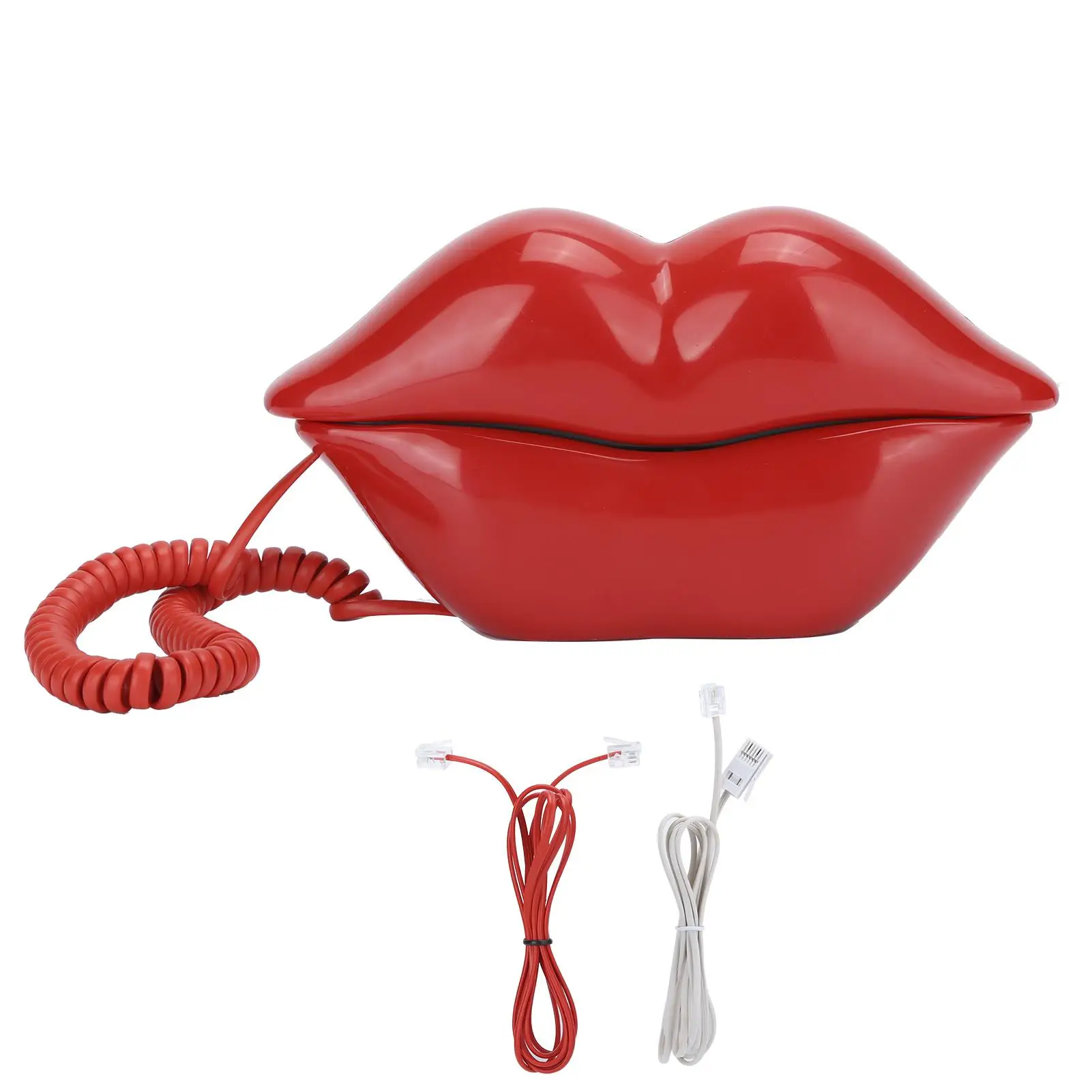 Funny Lip Shape Wired Landline Phone with Electroplating and Number Storage Feature