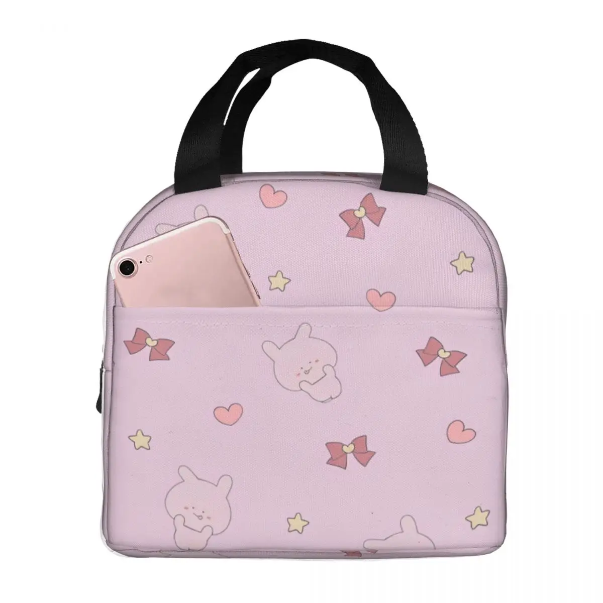 Asamimichaan Asleep Cartoon Insulated Lunch Bags Thermal Bag Reusable Cute Asamimi High Capacity Lunch Box Tote Food Bag College