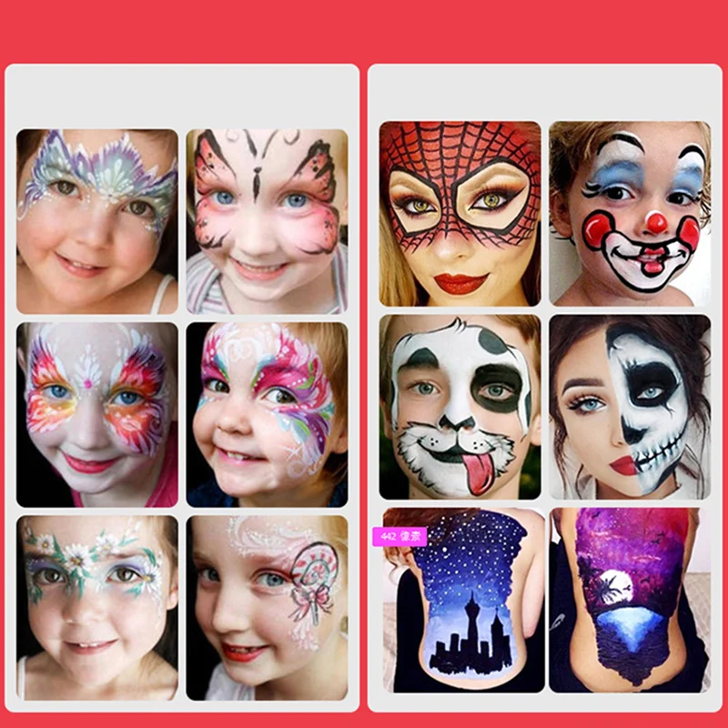 전문 얼굴 바디 페인트 오일 12 색 할로윈 아트 파티 멋진 메이크업 2 블루 브러쉬 세트