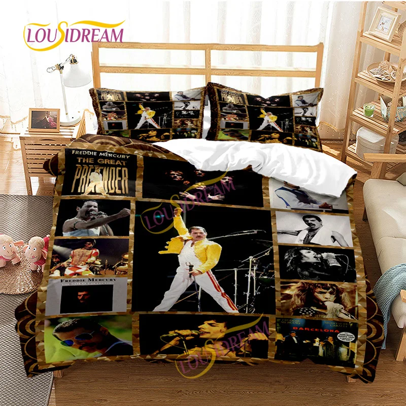 Famous music elements heavy metal band Queen Band Soft duvet set pillowcase bedding set single/sheet Extra large three-piece set