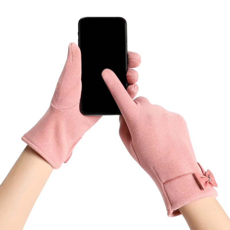 New Fashion Winter Gloves Warm Touch Screen Riding Windproof Internal Plush Warm Catch Velvet Gloves Women Solid Outdoor Gloves image 4