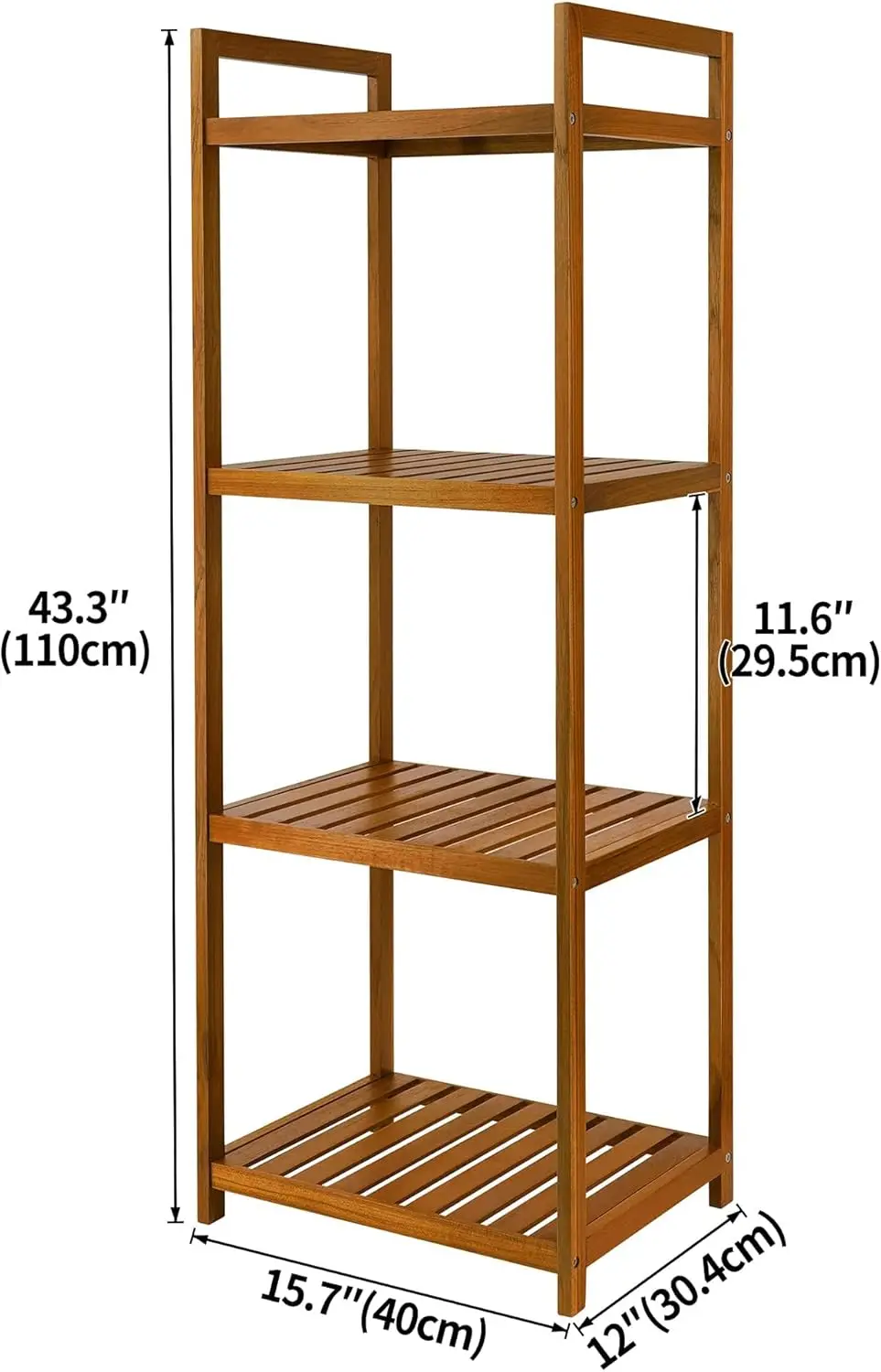 

Teak Wood Bathroom Shelf Organizer Stand, Standing Shelves Shower Caddy Units, Freestanding 4 Tier Bath Storage·New Popularity