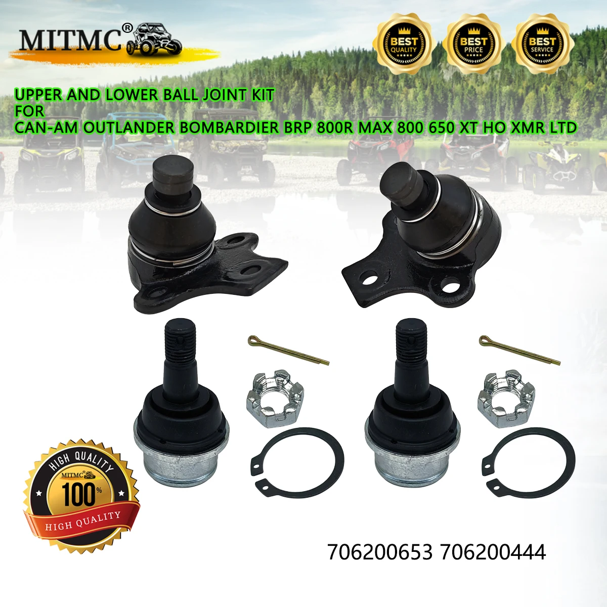 

Комплект верхнего и нижнего шарового шарнира для Ca*-Am Outlander Bombardier BRP 800R Max 800 650 XT HO XMR LTD 706200653 706200444