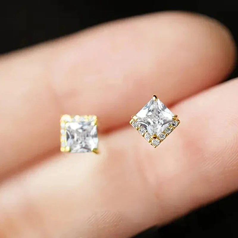Women's Huitan Stud Earrings with Bright Green/White CZ