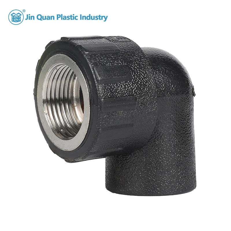 Electrofusión de fusión a tope personalizada PE100 45 °   90 °   Curva 90 mm 125 mm PN10 PN12.5 PN16 HDPE Codo de rosca interior