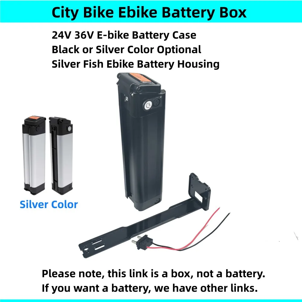 

24Volt City Bike Folding Bike Ebike Battery Box Silver Fish Under Seat 24V 36V E-bike Battery Case Housing with Base Holder