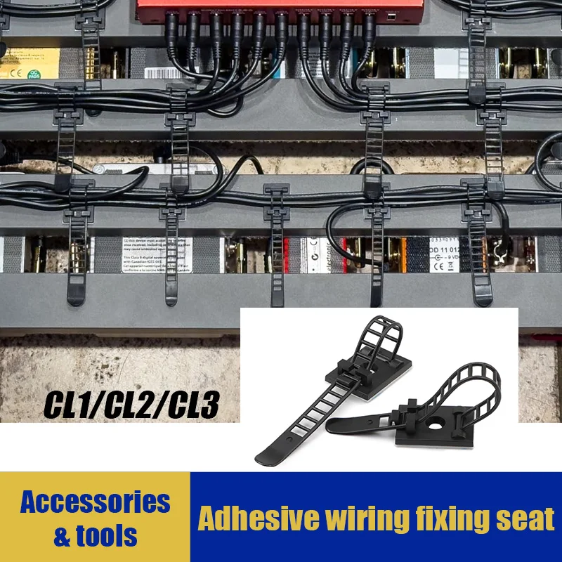 Cable Clips Self Adhesive Mount Wire Clamps Line Tie Fixed Adjustable Car Wire Cord Holder CL-1 CL-2 CL-3 White Black 10~100pcs