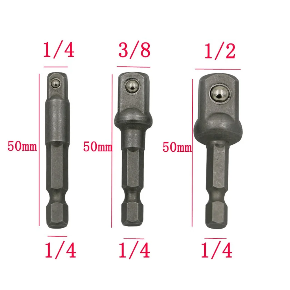 

3Pcs Socket Adapter Set Carbon Steel Chromium-Vanadium Heavy Duty Impact Extension Connector Power Drill Bit Adapter