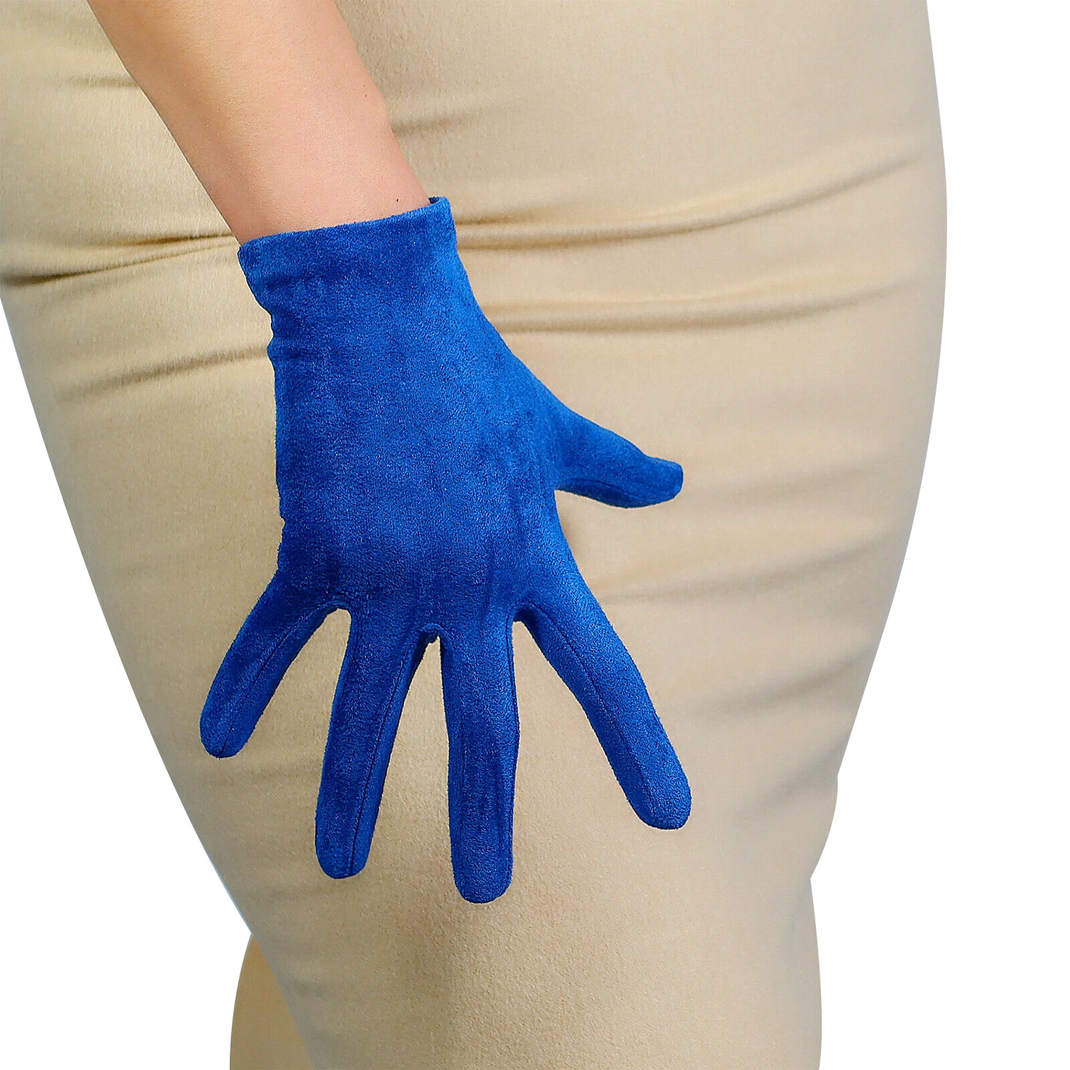 DooWay Women Suede Gloves for Evening Costume Soft Faux Lambskin Leather 22cm (Royal Blue) Fashion Sexy Special Occasion