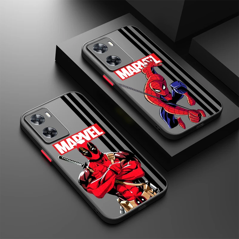 SpiderMan Deadpool Heroic Frosted Translucent For OPPO X5 X3 A54S A5 A94 A16 A53S A57 A74 A72 A96 A98 A78 5G Soft Phone Case