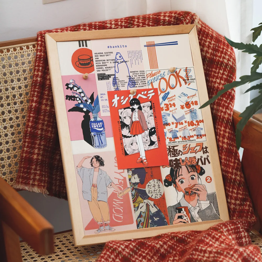 30 Sheets/Set ​Japanese Showa Series Postcard Cartoon Girl INS Style Art Decorative Card Creative Background Wall Sticker