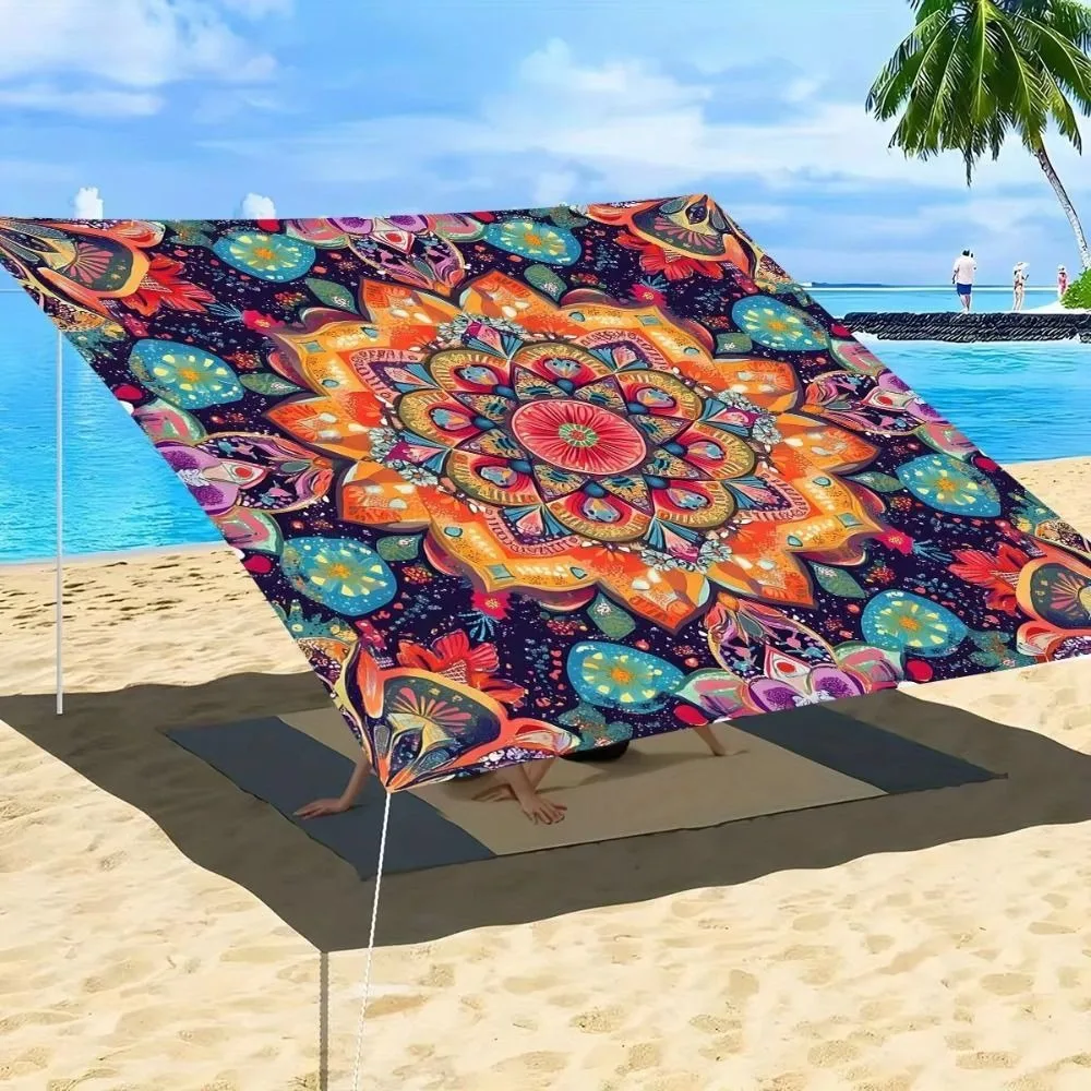 Rectangular Shape Sunshade Sail Waterproof Fabric Flower Print Patio Canopy Bohemian Print UV Block Shade Outdoor Garden