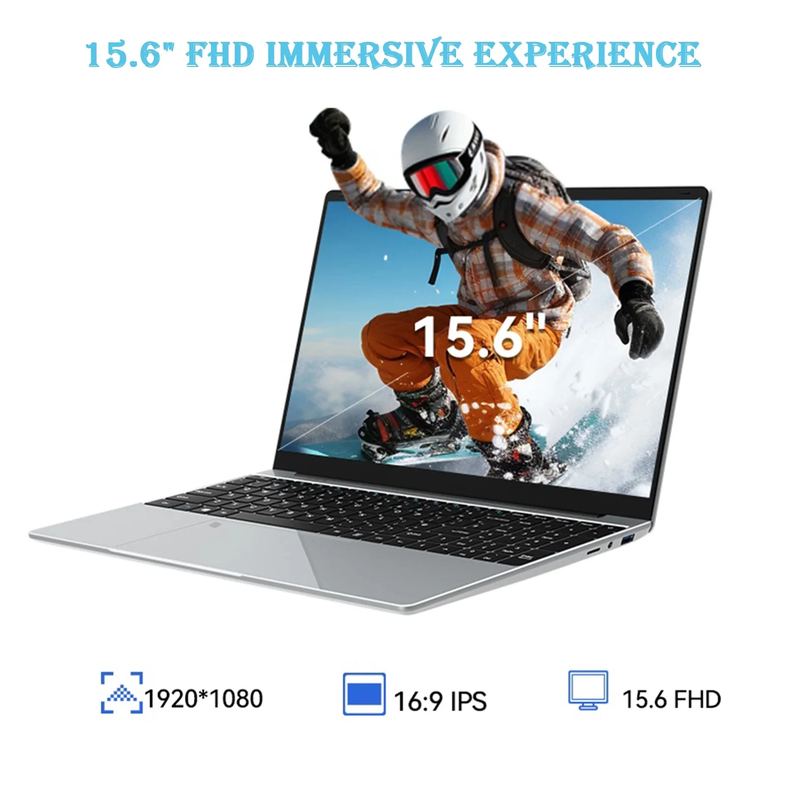 15.6 Inch Laptop Large Screen 32GB RAM 2TB SSD Intel 6500Y Office Windows 11 Notebook 5000mAh Gamer PC Backlit Fingerprint