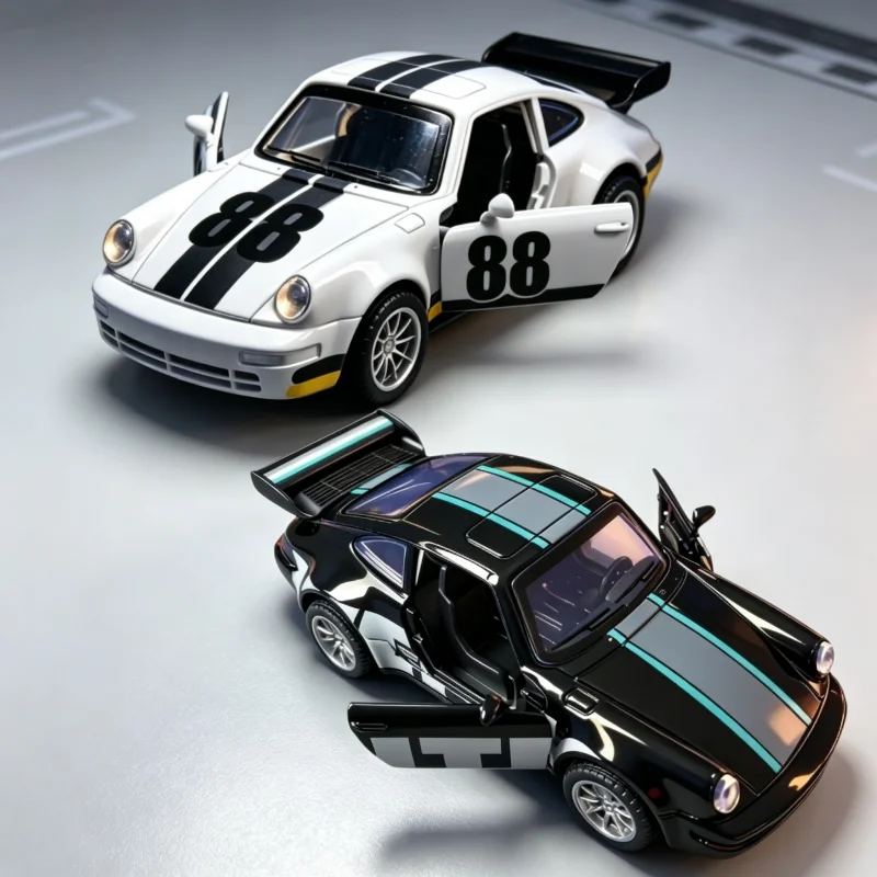 1/36 Retro Racing Style Alloy Car Model Dual Color Alloy Rewind Toy with Opening Door desktop Decoration Hobby Decoration