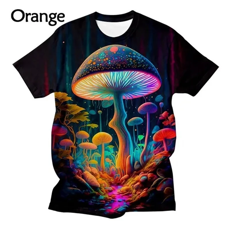 Summer Men\'s Casual T Shirts 3d Printed T-shirt Art Design Colorful Mushroom Printing T-shirts Top Short Sleeve Streetwear Tees