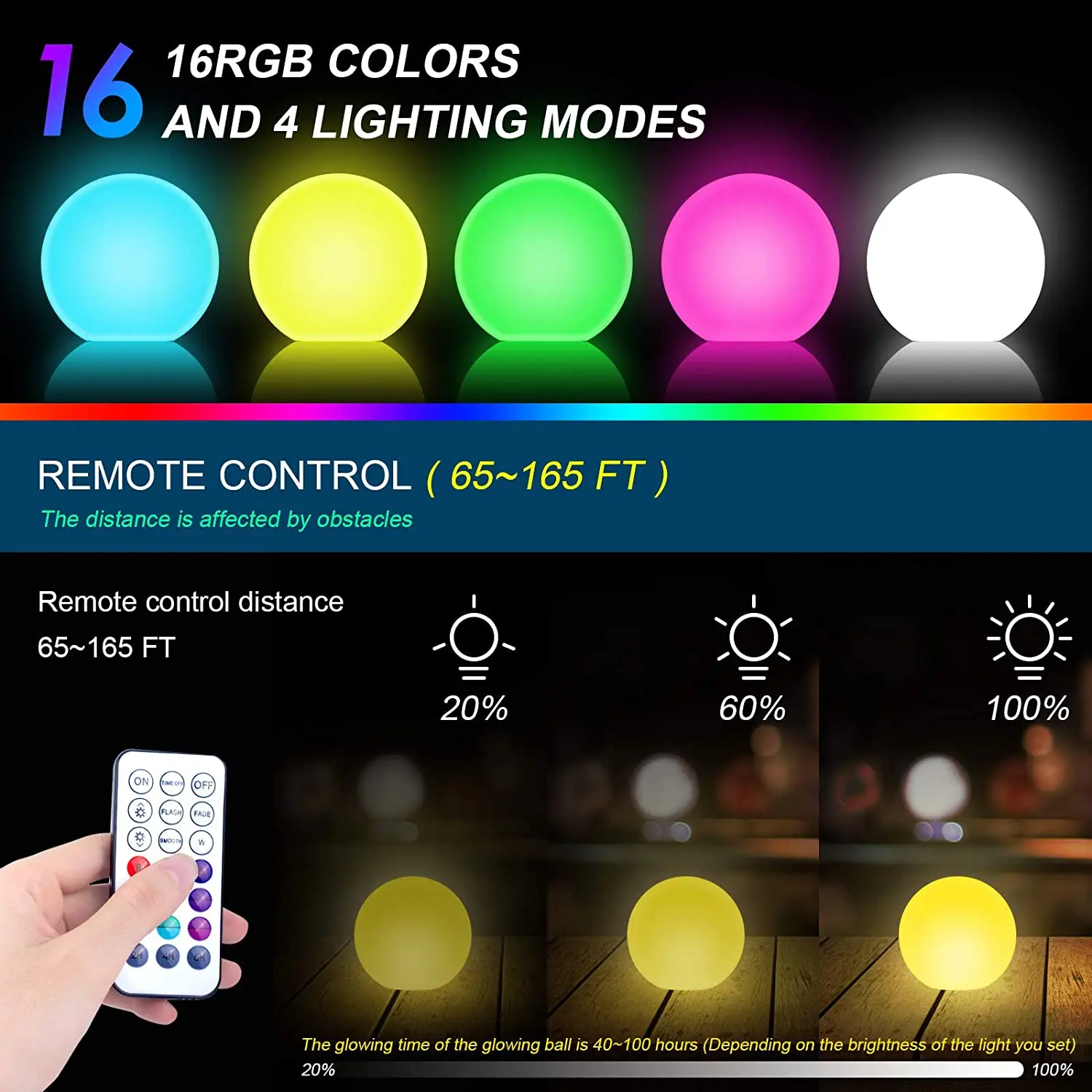 Luce da giardino a LED con telecomando luce a sfera a 16 colori lampada da notte a luce impermeabile per esterni decorazioni per feste a casa