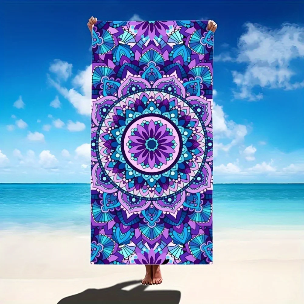 

Ultra-Soft Microfiber Beach Towel with Mandala Pattern - Absorbent, Quick-Drying, Lightweight - Ideal for Swimming, Surfing, Cam