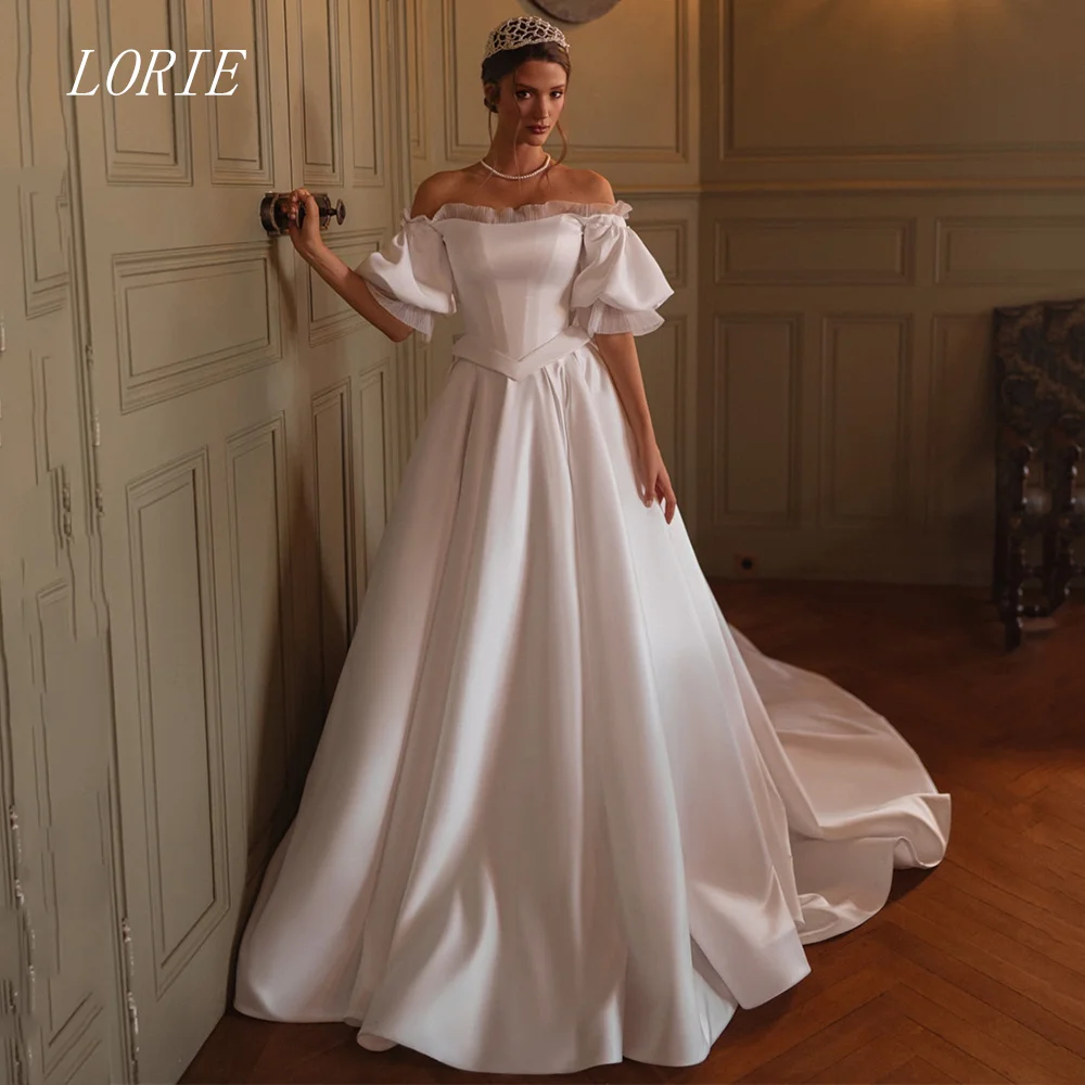 

LORIE Luxury A Line Civil Wedding Dress Off The Shoulder Bridal Dresses Elegant Simple Wedding Gown Customized 2026
