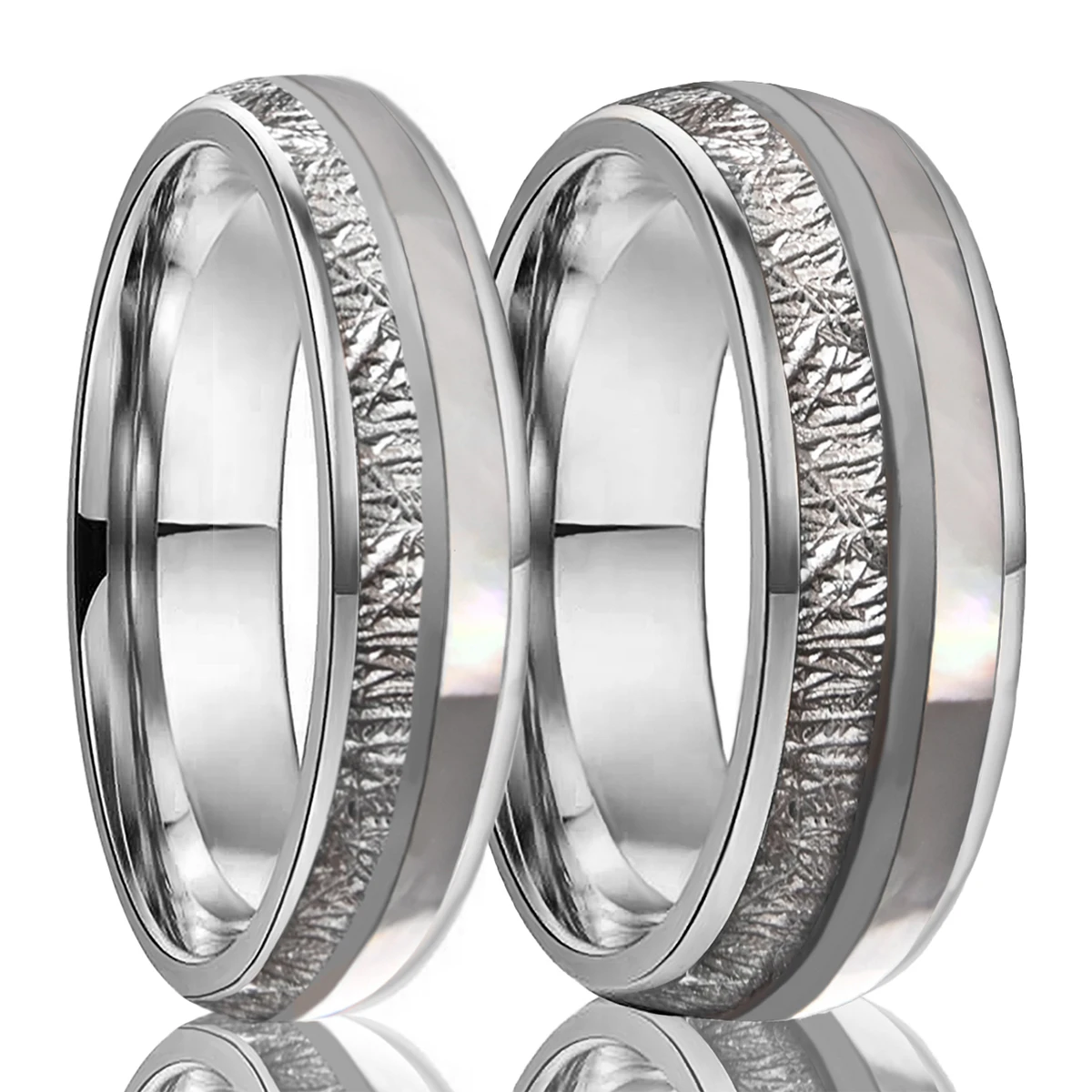 Couple's Mother-of-Pearl  Rose Gold Wedding Bands,8mm, 6mm Men's Tungsten Gold Ring,Couple's Matching Rings,Anniversary Gift