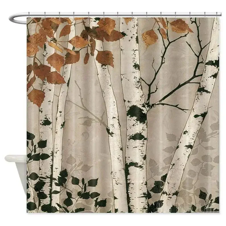 Birch Tree Bathroom Decor Shower Curtains Waterproof