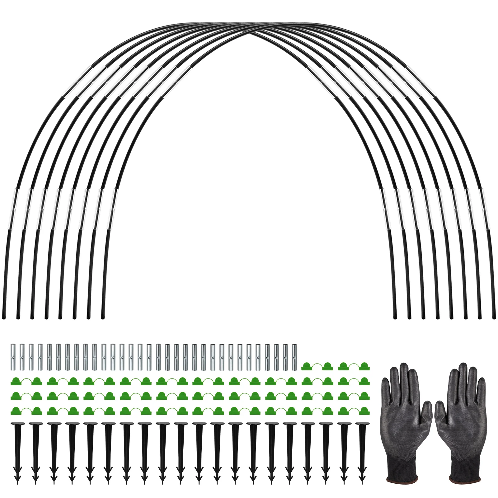 

40Pcs Greenhouse Hoops Set Reusable Bendable Fibreglass Grow Set With Protective Net Garden Plant Tunnel Arch Shed Bracket