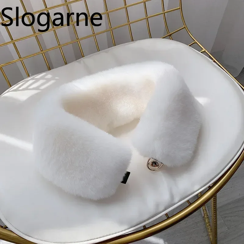 2025 New Winter Faux Fox Fur Collar Shawl Thick Warm Neck Protection Coat Hood Decor Push Fur Scarf Neckerchief Jacket Collar
