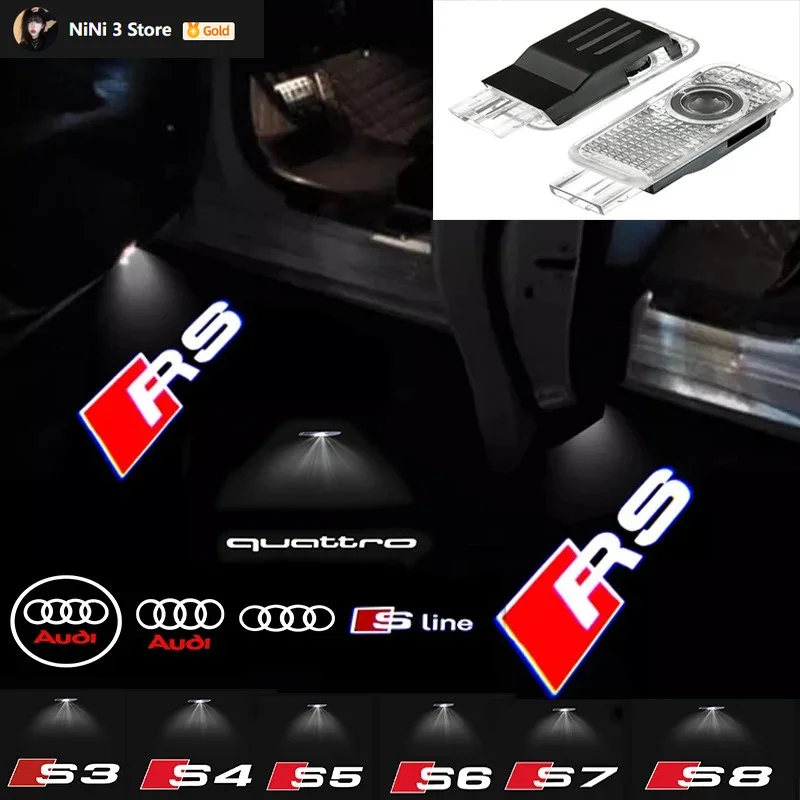아우디 A3 A4 B8 8P 8V A6 C7 A5 Q5 B7 B6 B9 SLINE 콰트로 RS Q3 Q7 S3 S4 S5 S6 S8 차량 도어 웰컴 라이트 LED HD 프로젝터 램프