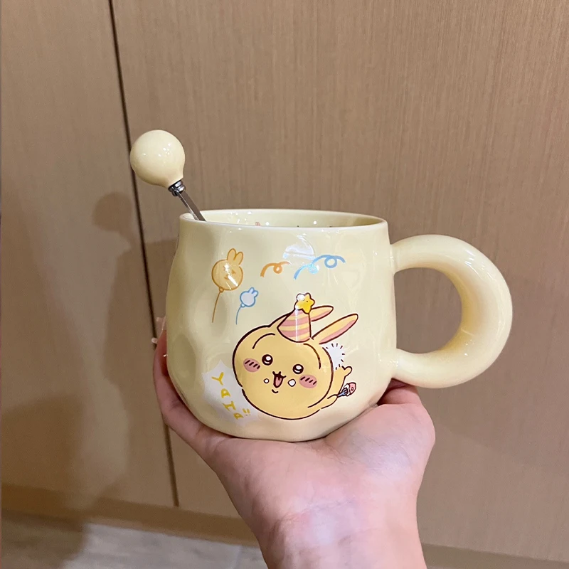 Taza de té Kawaii Miniso Chiikawa Usagi Anime Cute Girl, taza de agua de alta belleza con tapa, caja de regalo, mejor amigo, regalo de cumpleaños