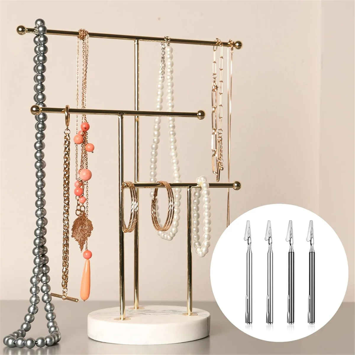 AA98 4Pieces Telescopic Alligator Clips Retractable,Telescopic Metal Wire Joint Clips Retractable Clips for Jewelry Fastening
