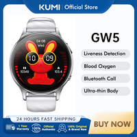 KUMI GW5 Smart Watch 1.39 inch NFC Bluetooth 5.2 100+ Sport Heart Rate Blood Pressure Oxygen Monitor Waterproof IP68