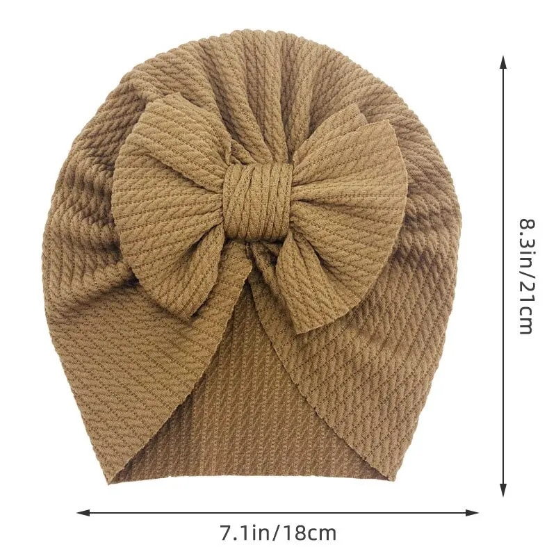 Cute Baby Turban Hat Double Layer Big Bowknot Newborn Hat Soft Warm Elastic Kids Head Wraps Beanie