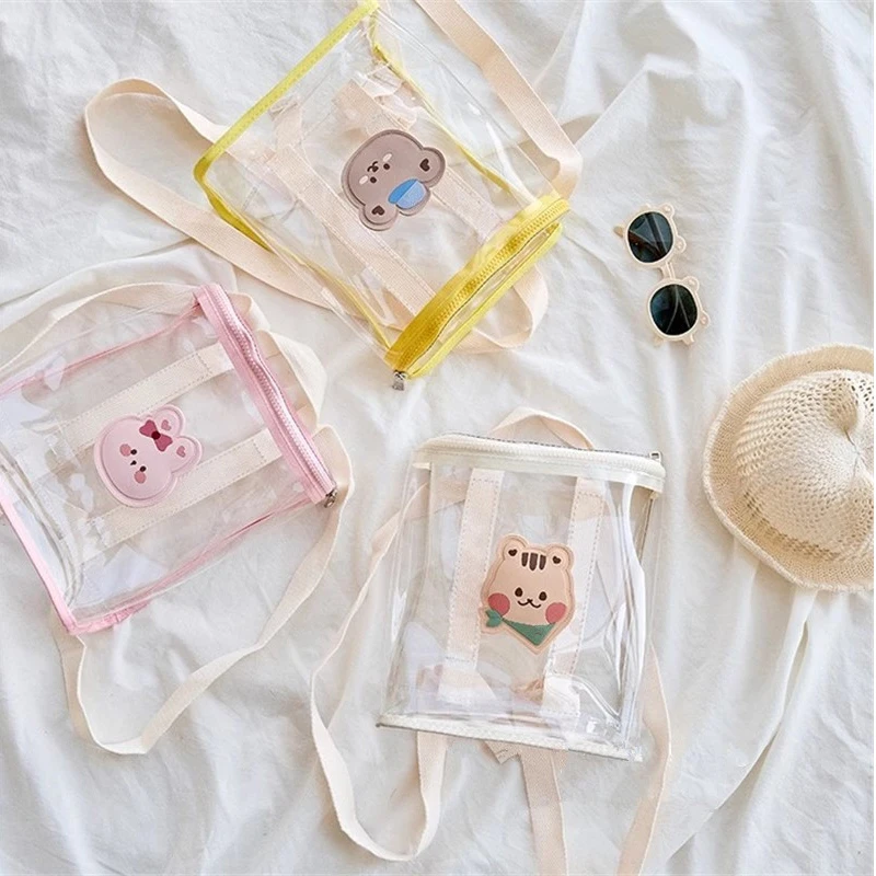 

Baby Backpack Square Waterproof Kindergarten Jelly Schoolbag PVC Candy Snack Toy Beach Storage Bag Children Transparent Backpack