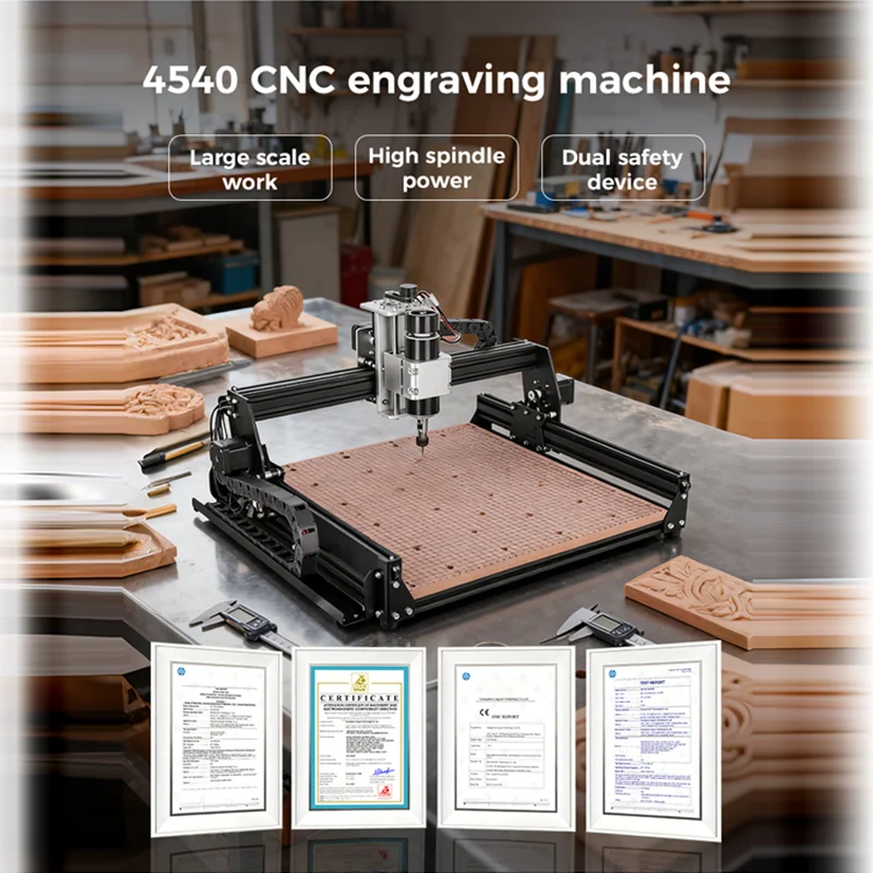 Dobtian CNC Engraving And Cutting Machine 4540 for MDF Aluminum 500W Spindle 20W 40W Laser Offline Controller Included