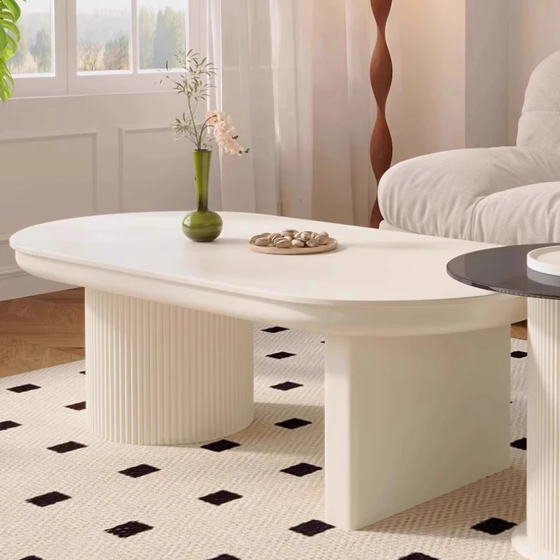 高級デザインコーヒーテーブルクリーミーホワイト美的北欧リビングルームサイドテーブルデザイナーモダンメサセントロサロン家具