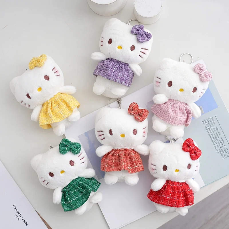 

13 см Kawaii Sanrio брелок милый Hello Kitty несколько цветов плюшевые куклы брелок школьная сумка кулон аксессуар игрушка для девочки подарок